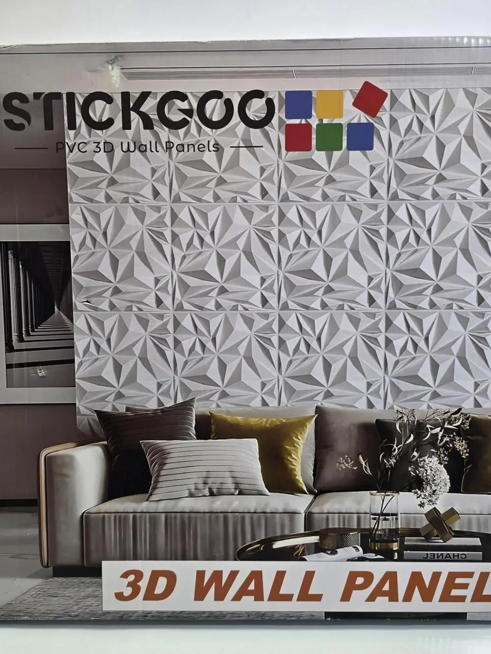 Lot Of 12 STICKGOO 3D Wall Panels Diamond White Paintable 19.7